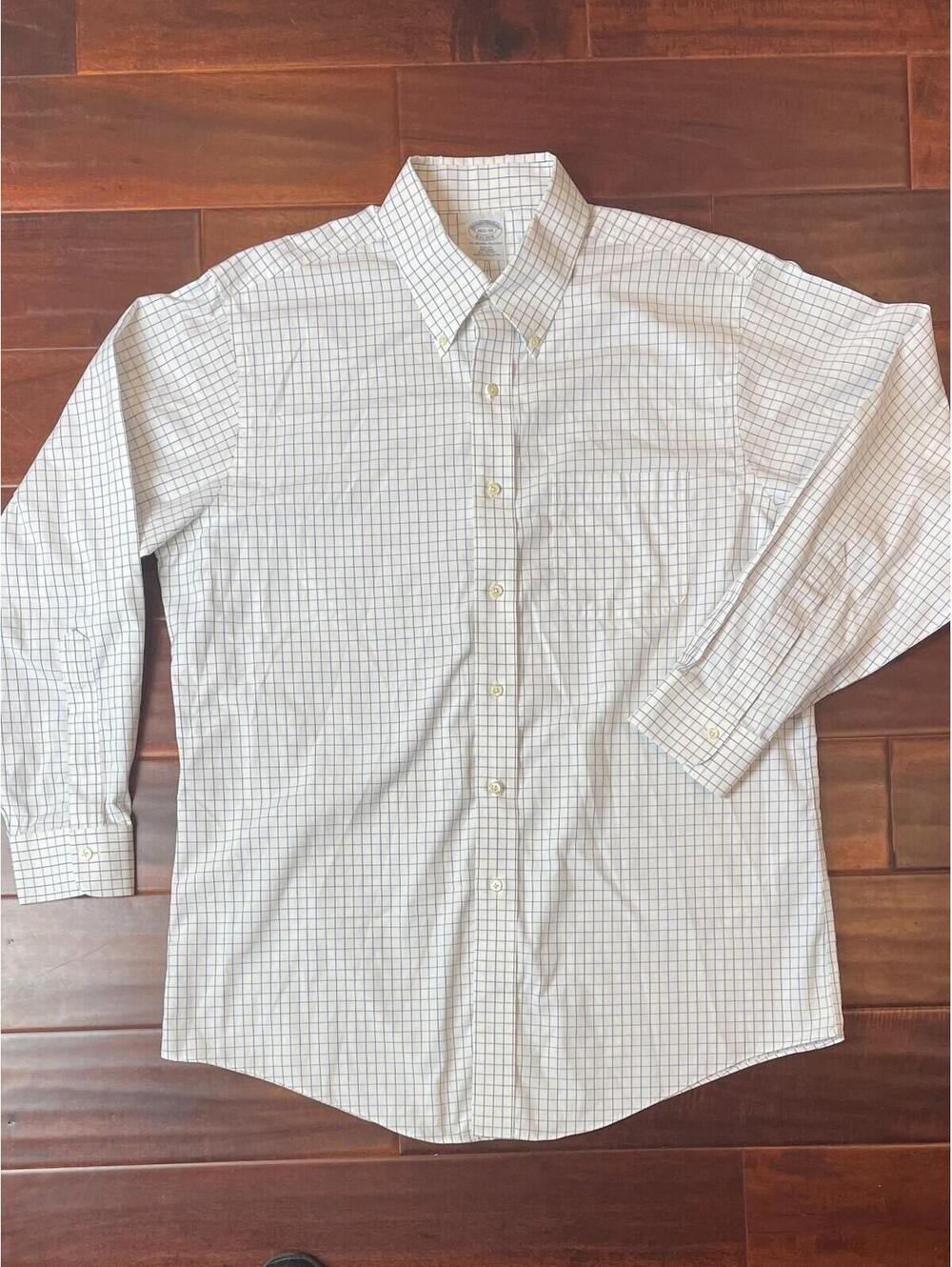 Brooks Brothers Shirt Men's 16 1/2-33  Slim Fit Blue Checkered Long Sleeve